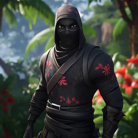 Masked Warrior in Tropical Ambience