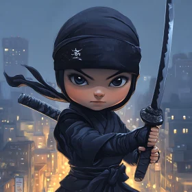 Stylized Ninja Character with Katana