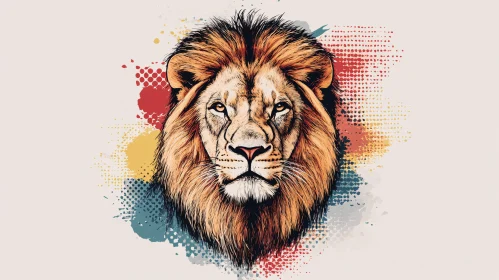 Vibrant Lion Face Art