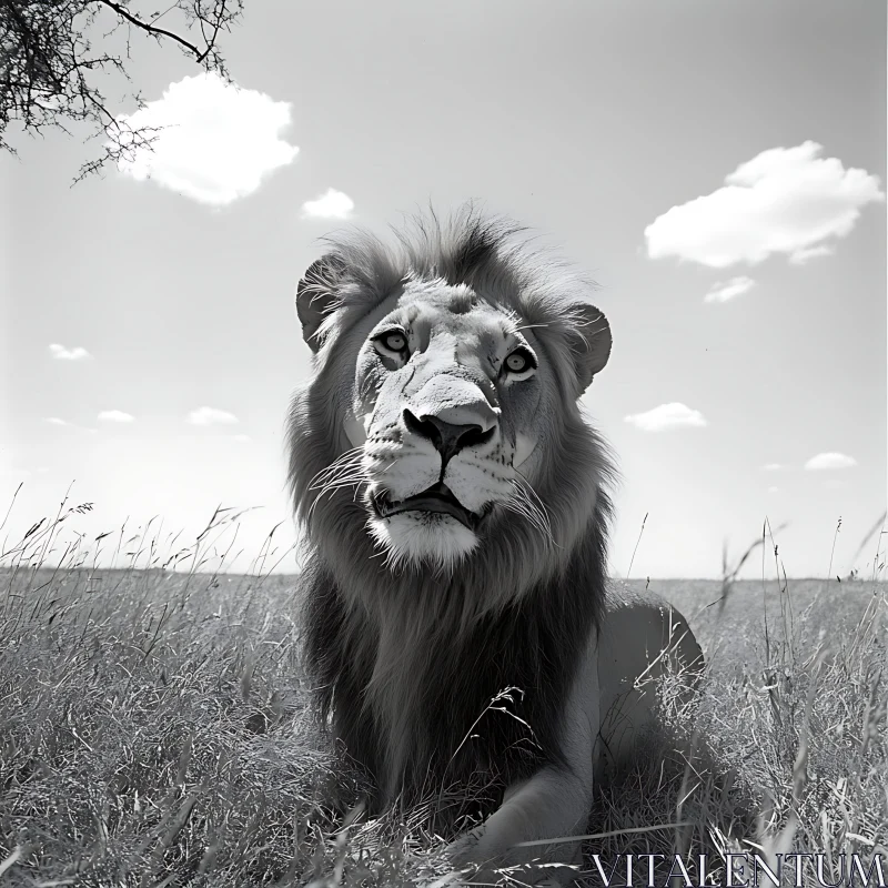 Lion in Monochrome AI Image