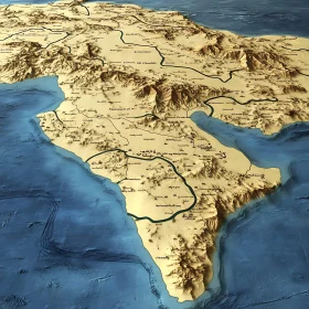 Topographical Coastal Region Map