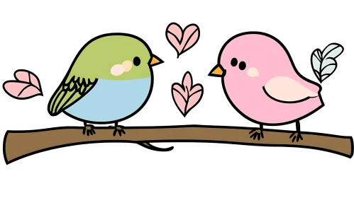 Sweet Bird Couple on a Branch