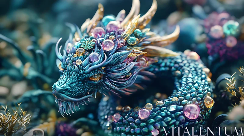 AI ART Gemstone Dragon Digital Artwork