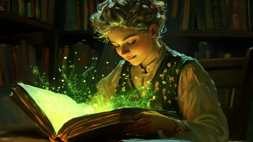 Girl Reading a Spell Book