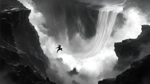 Daredevil's Plunge: A Waterfall Fantasy