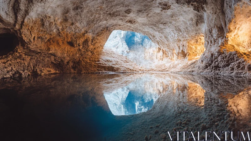 AI ART Mystical Underground Cave Reflection