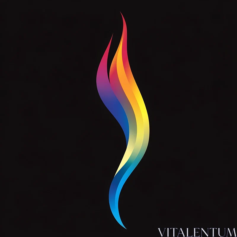 Gradient Abstract Flame on Black AI Image