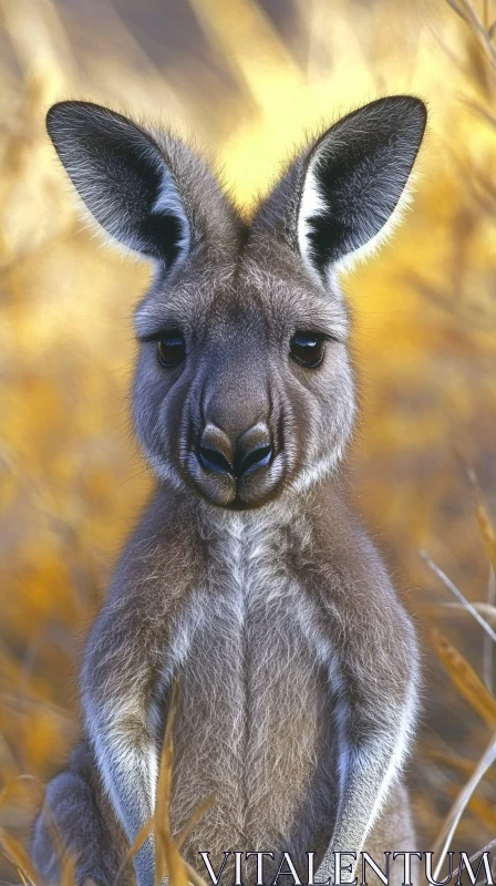 Kangaroo Portrait in Nature AI Image