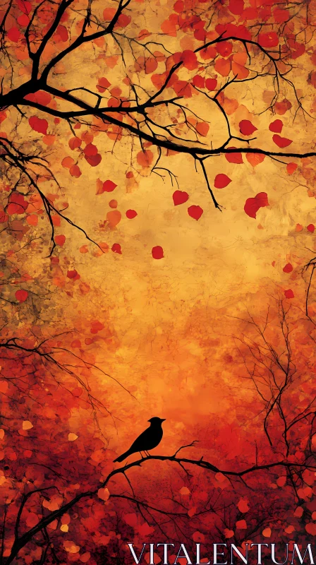 Autumn Bird Silhouette AI Image