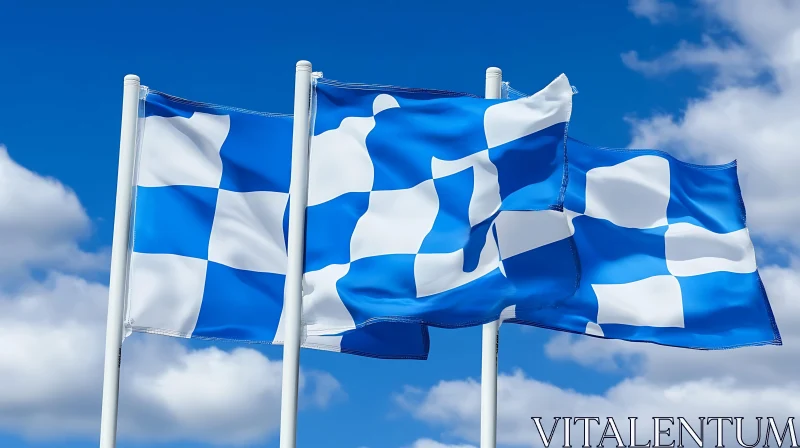 Racing Flags Waving in the Wind AI Image