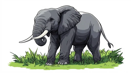 Elephant Artwork on Green Grass
