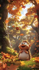 Hedgehog Amidst Falling Leaves