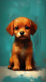 Adorable Golden Brown Puppy Artwork
