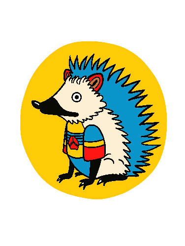 Cartoon Hedgehog T-Shirt Design in Colorful Jacket