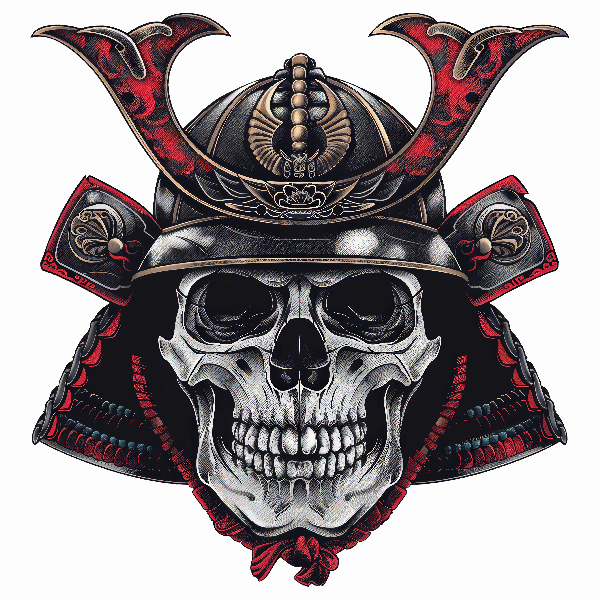 Fierce Samurai Skull Helmet Artwork