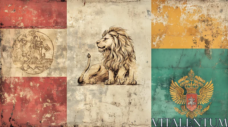 Lion and Heraldic Emblems AI Image