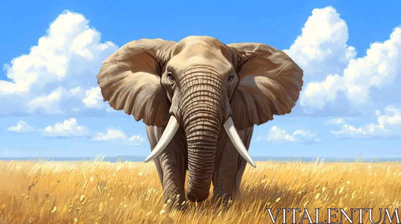 Elephant in the Savannah AI Image