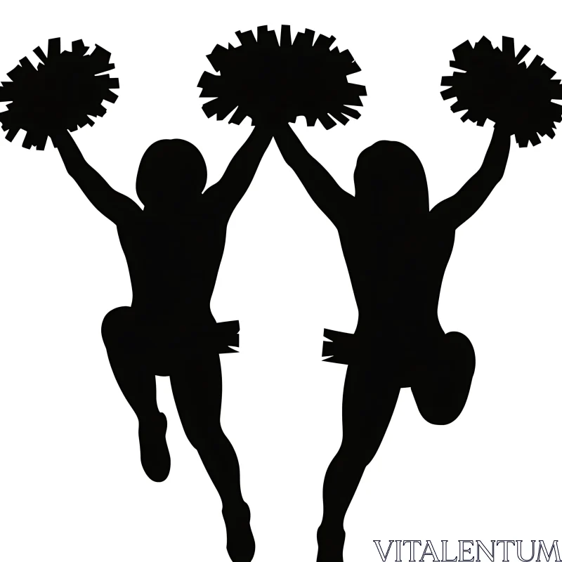 Cheerleading Silhouette Pom-poms AI Image