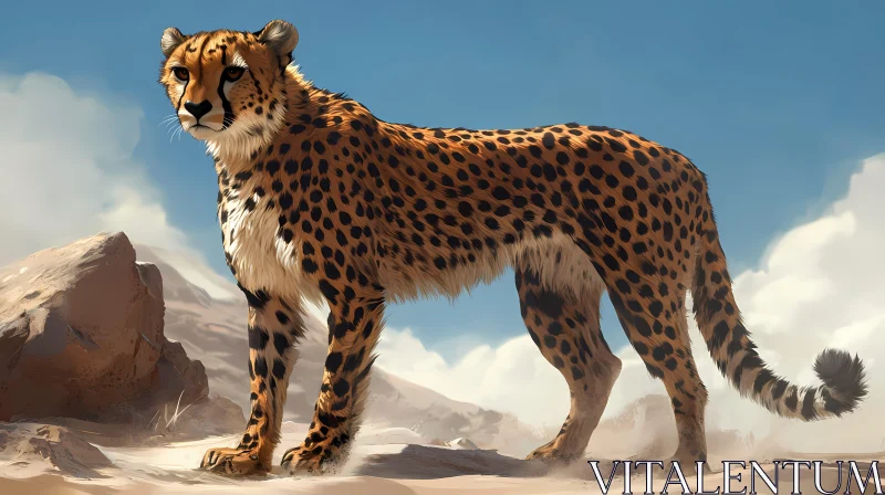 Cheetah in Arid Desert AI Image