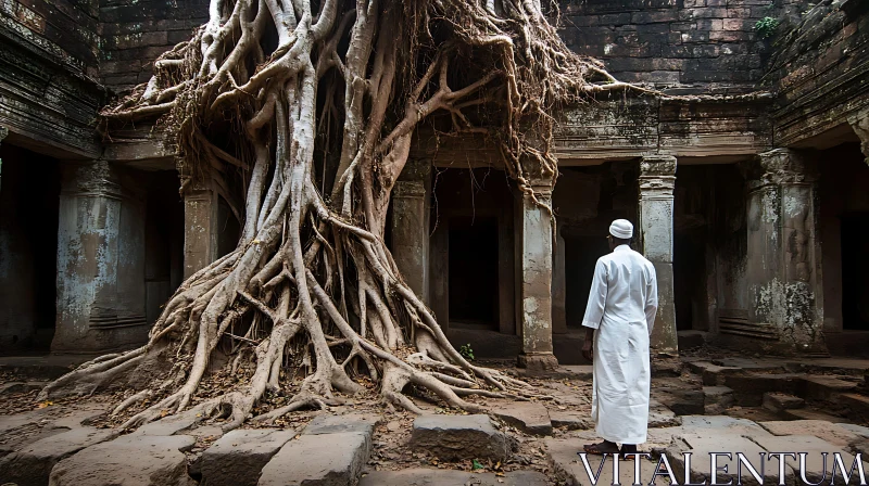 AI ART Tree Roots and Ancient Ruins