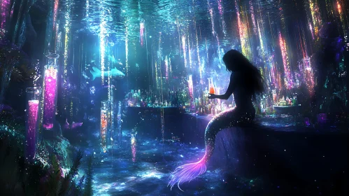 Mystical Mermaid in Submerged Lab