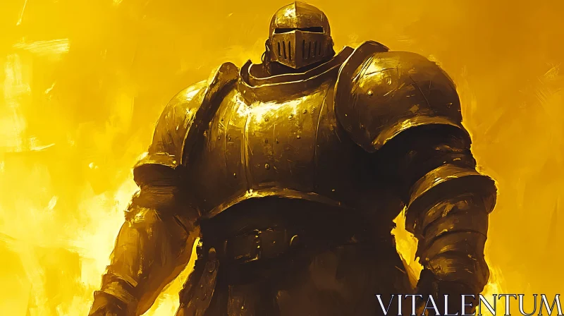 AI ART Armored Knight in Golden Light