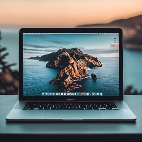 Laptop with Scenic Island Wallpaper