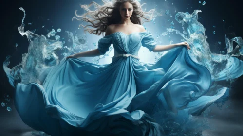 Ethereal Lady in Blue - A Dive into Romantic Fantasy