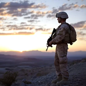 Military Silhouette at Dusk