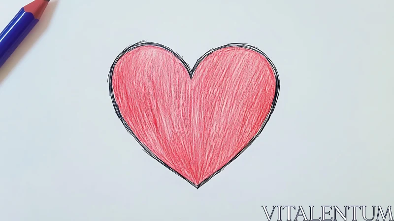 AI ART Simple Hand-Drawn Red Heart Illustration