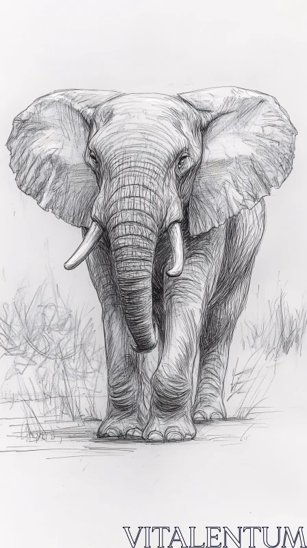 Majestic Elephant Drawing AI Image