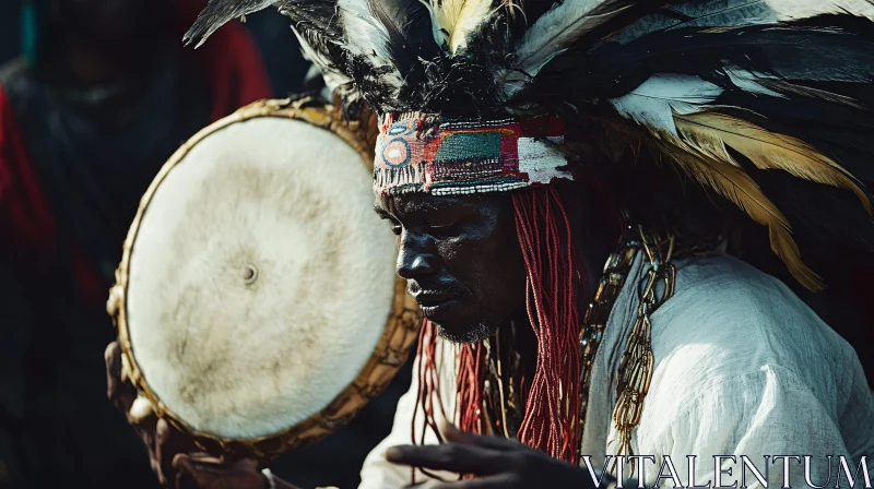 AI ART Cultural Portrait of a Man with Drum