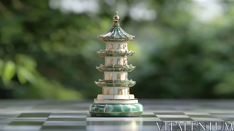 Oriental Chess Piece Pagoda Miniature AI Image