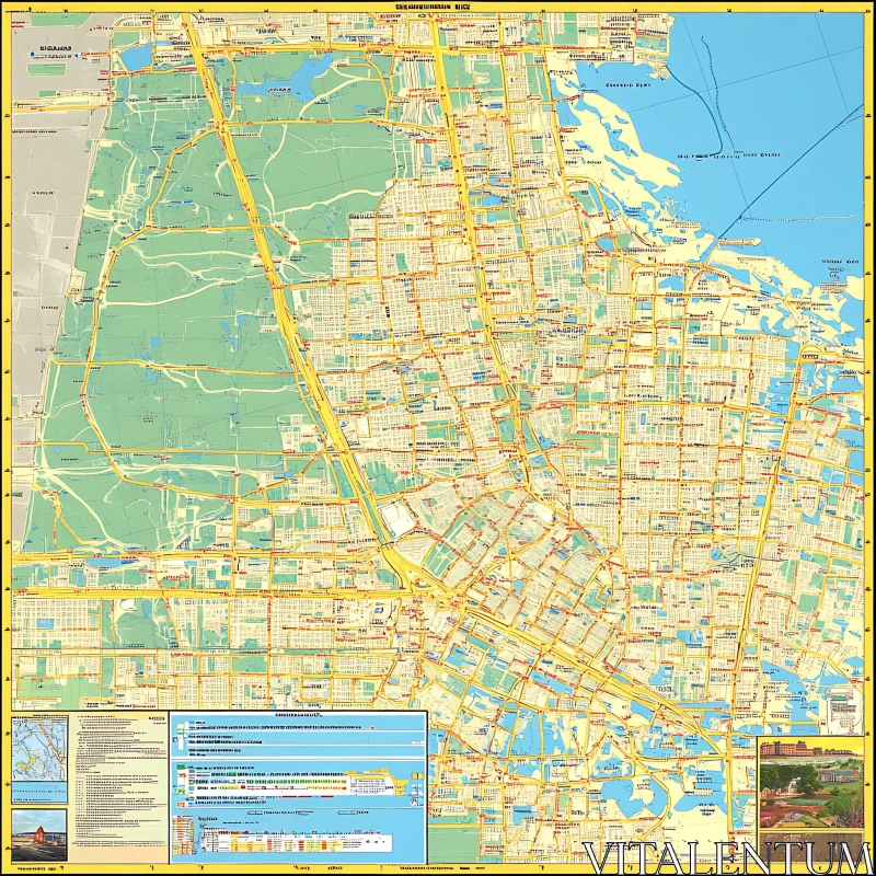 Cityscape Blueprint: Roads, Parks, and Urban Design AI Image