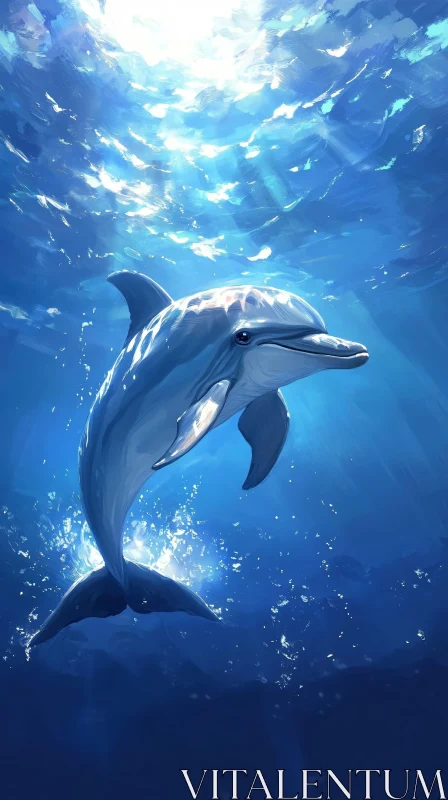 Underwater Dolphin Elegance AI Image