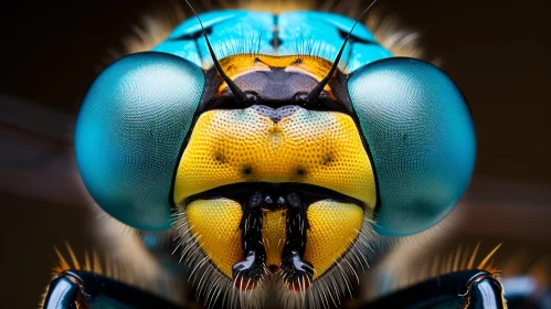 Macro View of a Blue and Yellow Fly - Colorful Absurdism