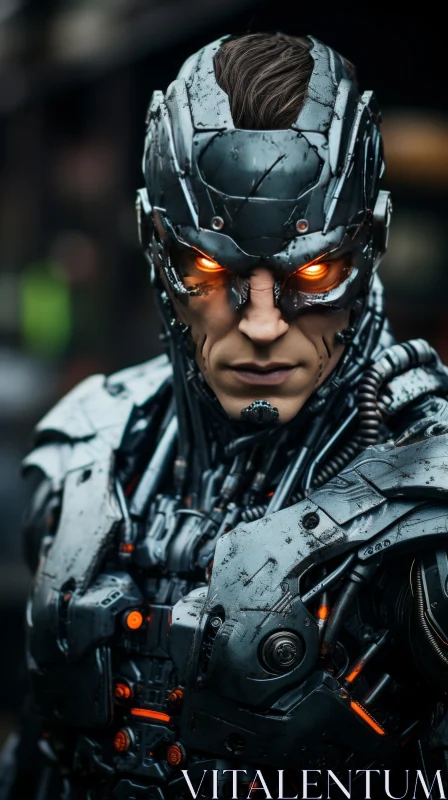 Man in Black Suit with Orange Eyes - Liquid Metal Superhero AI Image