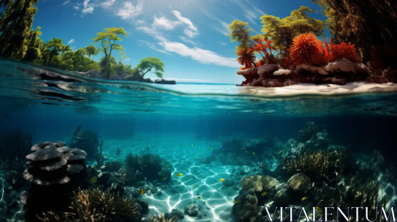 Underwater Ocean Scene: A Serene View with Vibrant Colors AI Image