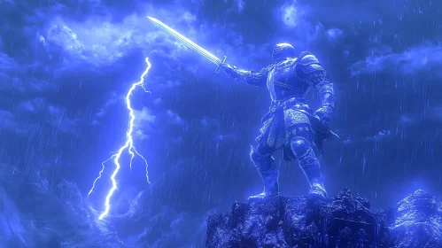 Armored Warrior in Electric Storm