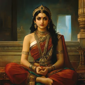 Portrait of a Woman in Sari and Jewelry