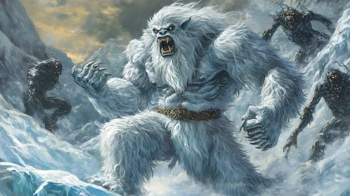 Fierce Yeti in a Frozen Battleground