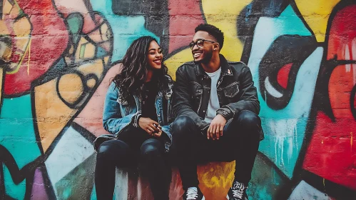 Smiling Pair with Street Art Backdrop