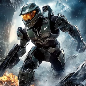 Futuristic Warrior in Action
