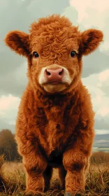 Adorable Young Cow with Curly Fur