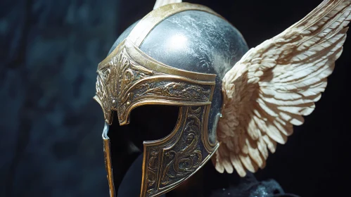 Ornate Winged Helmet Close-Up