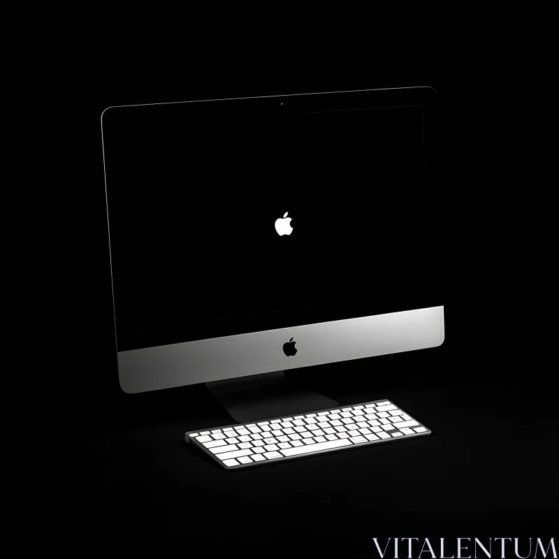 Modern Apple iMac with Glowing Logo AI Image