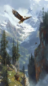 Eagle's Flight Across Majestic Peaks