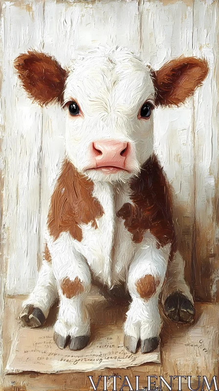 Endearing Baby Cow Artwork AI Image