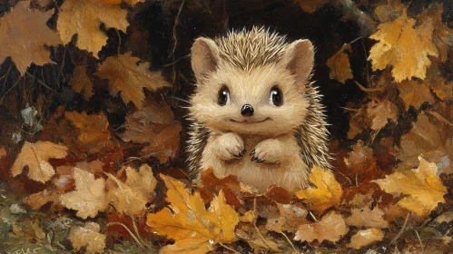 Hedgehog Amidst Fall Foliage