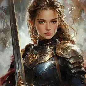 Female Warrior with Sword Digital Art